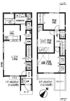【間取り】 | 藤沢市善行坂2丁目  4号棟 3期 | 都市ガス　網戸標準仕様　シャッター2箇所付　Ｗロックタグキー　食洗器・浄水器　浴室乾燥機+窓・浴室TV　洗濯機置場ガス栓（ガス乾燥機用）有　屋根裏収納　リネン棚　全居室収納　パントリー　LDK18帖