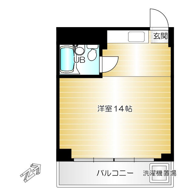 水入マンションの間取り|南東向きの広々とした洋室です