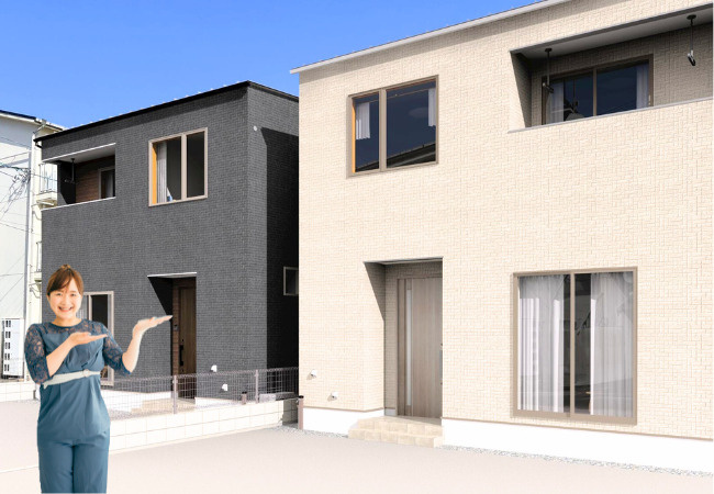 生石町の新築建売住宅3号棟　松山市生石町の新築戸建の外観|外観パースです。現在建築中となります。