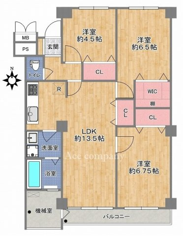 【間取り】 | 八戸ノ里グランドマンションB棟 | 【全洋室3LDK＋南向きバルコニー☆】室内水廻り設備一新！フルリノベーション済み☆食洗機・バス追炊機能・浴室乾燥機完備☆ウォークインクローゼットあります♪