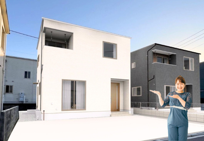 鴨川3丁目の新築のおうち②　松山市鴨川3丁目新築戸建の外観|外観パースです。建築中です！！