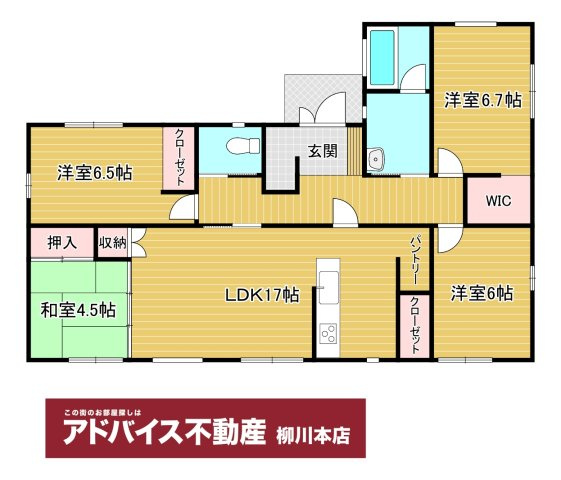 大川市大字鐘ケ江の新築一戸建の間取り