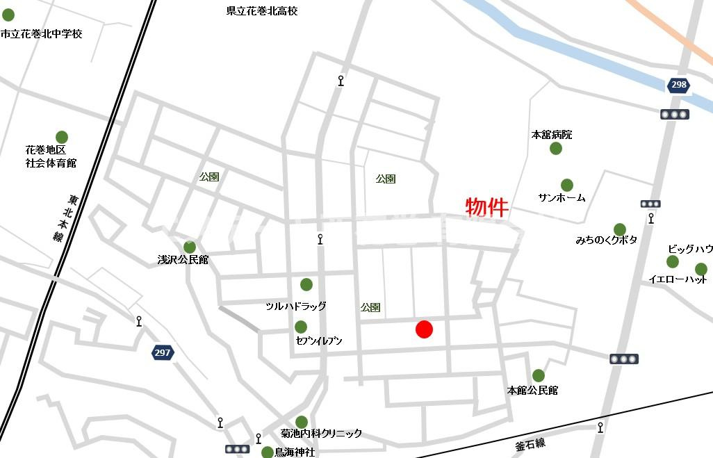 花巻市本館二丁目　土地の地図