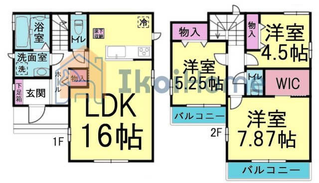 神戸市西区玉津町今津　新築戸建の間取り|【ホームページに現地動画掲載中】●年中無休：当日予約可●バルコニー2ヵ所！WIC完備で収納豊富です♪