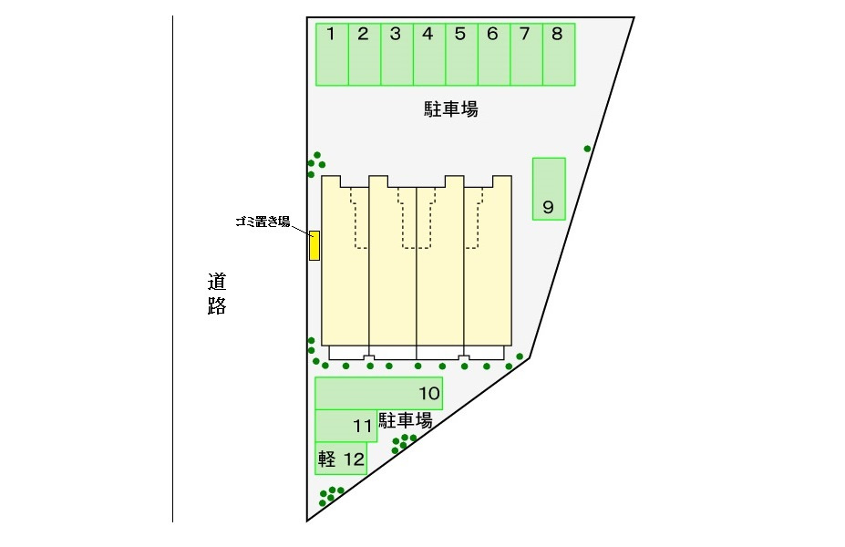 豊橋市下地町字境田のアパートの駐車場