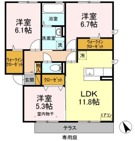 PARK　HILLS　MIYAKO　Ｄの間取り