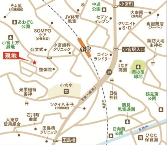 祝　成約済み　八王子市　小宮町　中古戸建の地図|～仲介手数料無料☆八王子ひなた不動産～八王子市小宮町　中古戸建