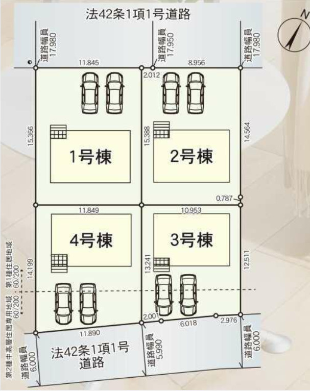 クレイドルガーデン八戸市売市第4　２号の区画図