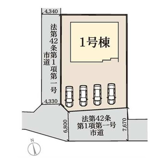 【区画図】 | 前橋市小坂子町　1号棟　平屋