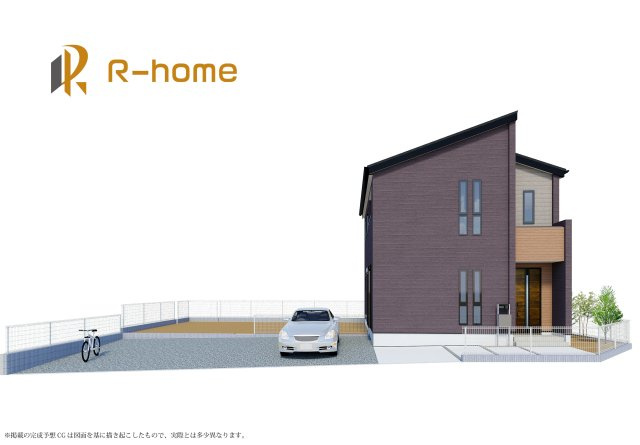 ひたちなか市船窪第3　新築戸建て　1号棟の外観パース|2026年3月完成予定！近隣の同仕様完成物件をご見学いただけます♪