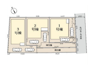 茅ヶ崎市萩園第2　新築戸建　全3棟1号棟の区画図
