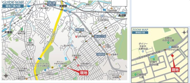 祝　成約済み　八王子市　北野台　新築戸建て　の地図|～仲介手数料無料☆八王子ひなた不動産～八王子市北野台　新築戸建て