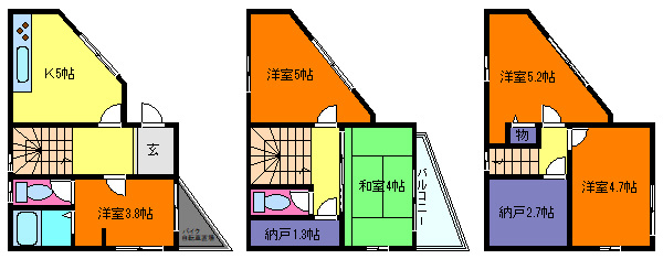 住吉宮町5丁目貸家の間取り