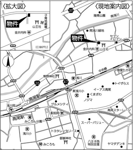 祝成約　八王子市　東浅川町　新築戸建て　１３期の地図|～仲介手数料無料☆八王子ひなた不動産～八王子市東浅川町　新築戸建て