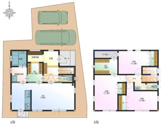 大津甲　　新築戸建　1号地　（全2区画）の間取り|3LDK+2WIC+SCL
　