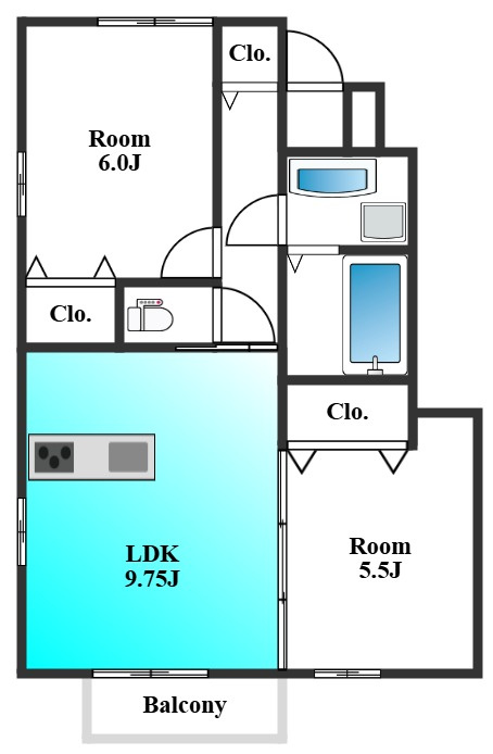 伊勢崎市茂呂町２丁目のアパートの間取り