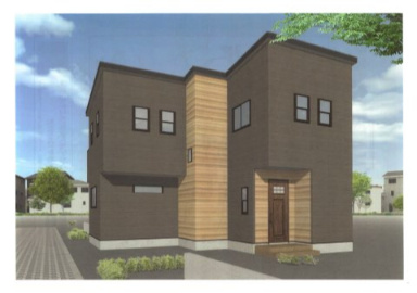 大津甲　　新築戸建　2号地　（全2区画）の外観パース|2号棟　3ＬＤＫ　建物面積　98.95㎡　（約29.93坪）　土地面積　100.90㎡（約30.52坪）