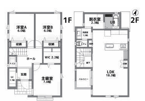 【間取り】 | 座間市立野台２丁目　新築戸建て　全１棟【仲介手数料無料】 | 海老名市を中心に地域密着で営業♪不動産のことなら「大樹不動産」へ