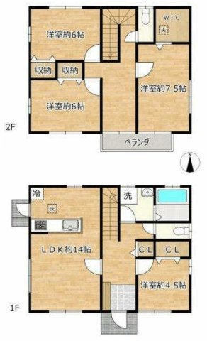下野市石橋B 中古戸建の間取り|4LDK+WIC+カースペース4台