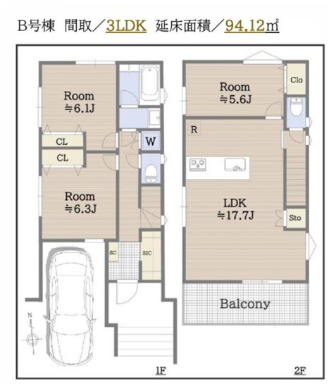 【間取り】 | 【仲介手数料３3０万円が無料！！】■豪快な吹抜けリビング前には広々バルコニー | ■Ｂ号棟　９，９９８万円
決算特別キャンペーン！
日本一の家計応援キャンペーン中！
詳細は「物件概要」の「諸費用」欄をご確認下さい。
■豪快な吹抜け天井リビング
■広々バルコニー
■高断熱住宅
