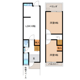 【間取り】 | 瓜破６丁目　テラスハウス