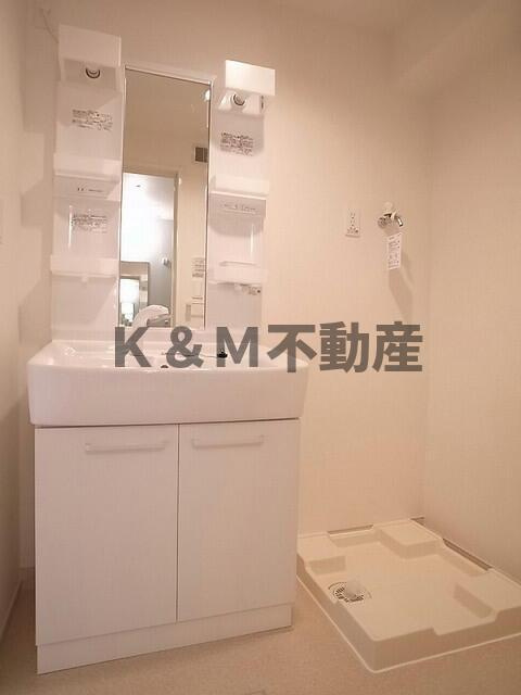 ロックガーデン森Ｃの洗面所|広い洗面スペース