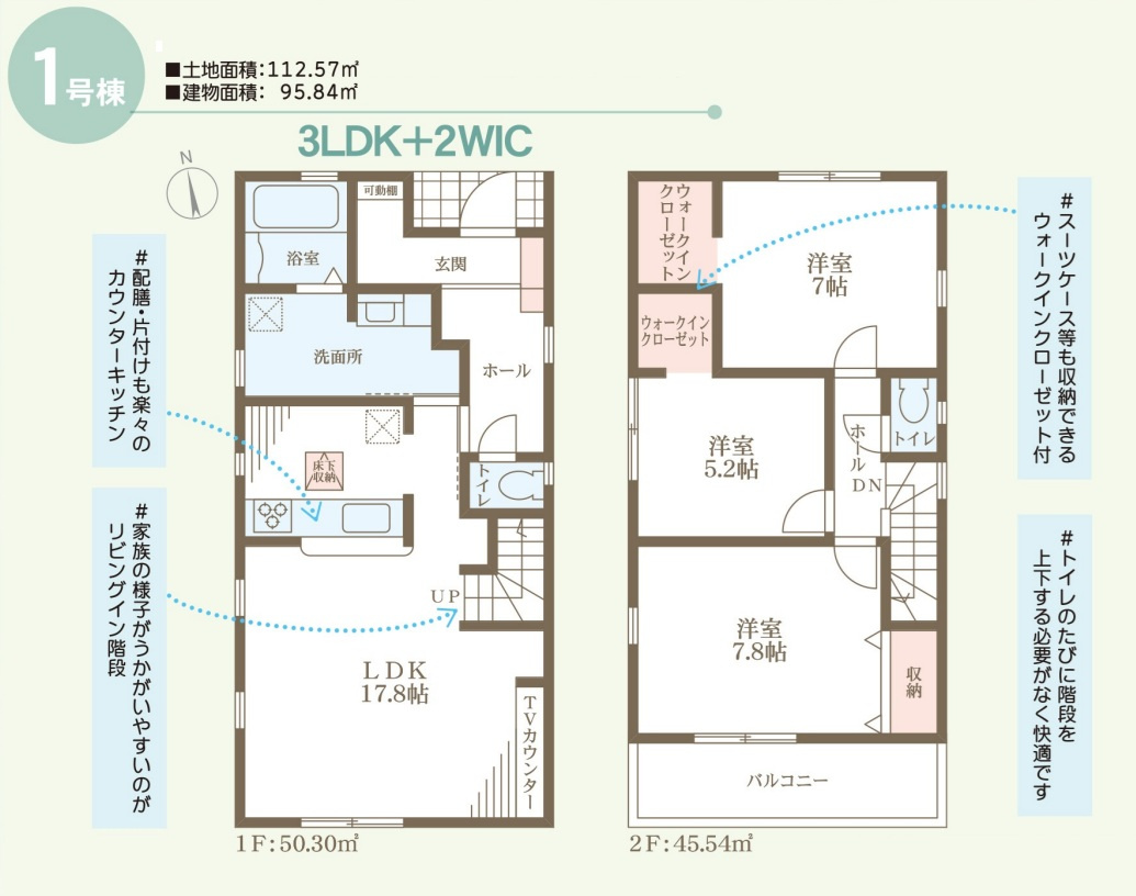 明石市魚住町西岡22期（全1棟）新築の間取り|3LDK＋2WICです。