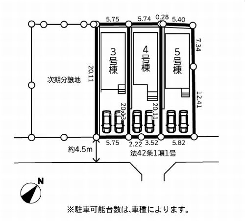 【区画図】 | 【仲介手数料０円】藤沢市善行坂2丁目3期　新築一戸建て　全5棟 | 藤沢市善行坂2丁目3期　新築一戸建て　全5棟