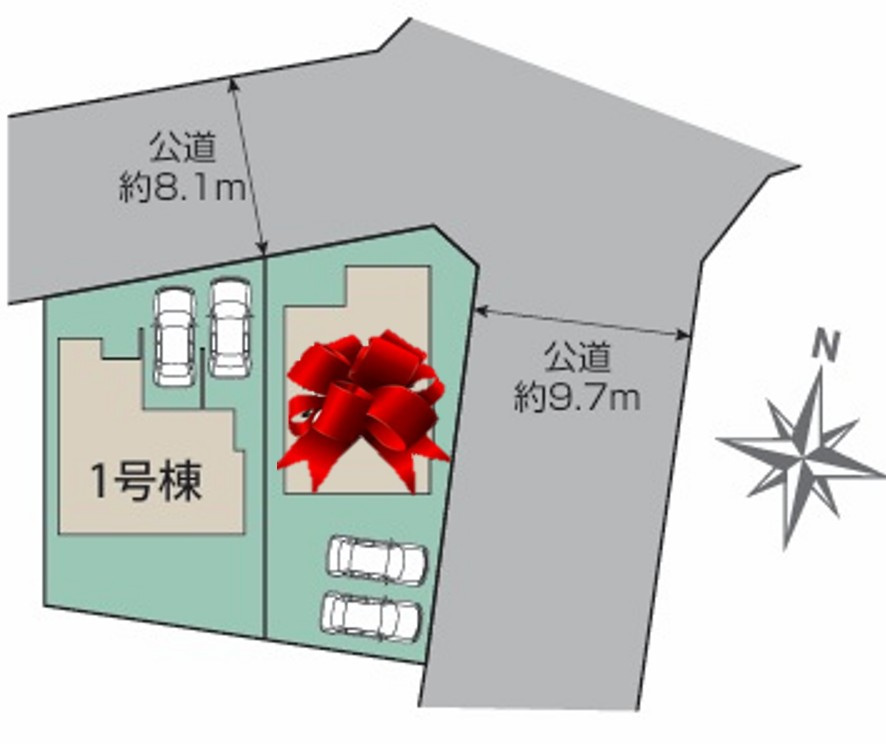 【ブルーミングガーデン】　宇都宮市弥生2丁目の区画図|〇全２邸〇