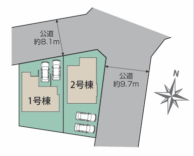 【ブルーミングガーデン】　宇都宮市弥生2丁目の前面道路含む現地写真|〇前面道路〇
北側8.1ｍ公道、東側9.7ｍ公道に面し、明るく開放的で陽当たりの良い街区計画。
ぜひ現地にて日当たり、風通し、周辺環境等ご確認くださいませ！
※2026年2月撮影