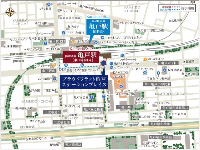 プラウドフラット亀戸ステーションプレイスの地図