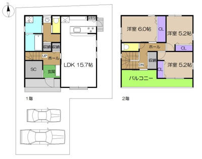 【土地図＋建物プラン例】 | 建築条件付き宅地　高知市鴨部２丁目①号地 | プランです