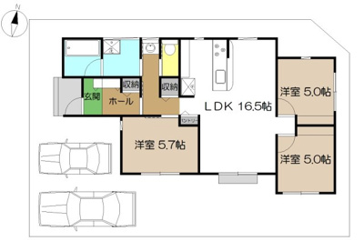 【土地図＋建物プラン例】 | 建築条件付き宅地　高知市鴨部２丁目④号地 | プランです