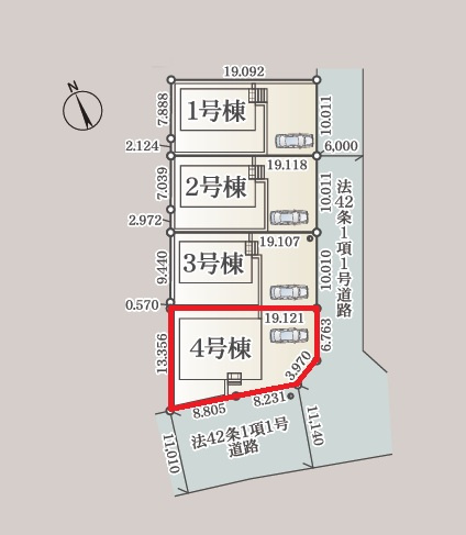 Cradlegarden　 ひたちなか市平磯遠原町　第2　4の区画図|敷地面積ゆったり約64坪。南側道路で日当たり良好、開放的な角地です。気になる他の物件と合わせての現地ご案内も可能です。お気軽にお問い合わせください。

