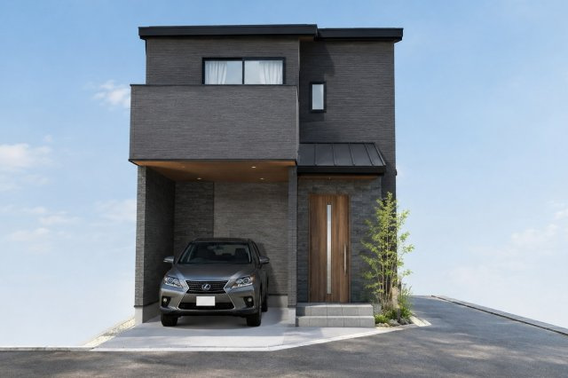 淀生津町　建築条件付土地　【新築参考メインプラン】の外観パース|【外観パース】
建物の雰囲気をイメージしやすい外観パース図です。
※本パース図はイメージの為、実際の仕上がりとは多少異なる場合がございます。（新築参考プラン82.01㎡、建物価格1698万円）