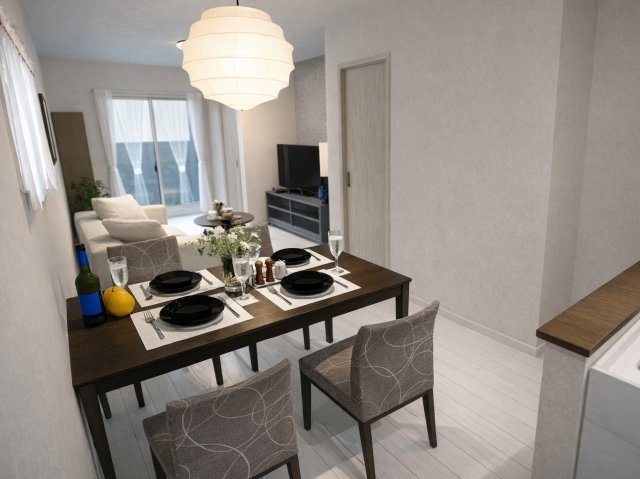 西七条名倉町　新築参考プランの完成予想図|【リビングイメージパース】
家具配置の参考にもなるイメージパース図はお部屋の広さや雰囲気がイメージしやすい♪