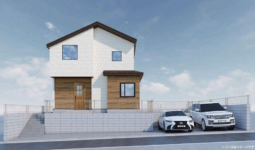 岸和田市東ヶ丘町　新築戸建の外観パース