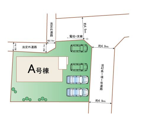 ハートフルタウン 高崎市双葉町 A号棟の区画図|現地撮影