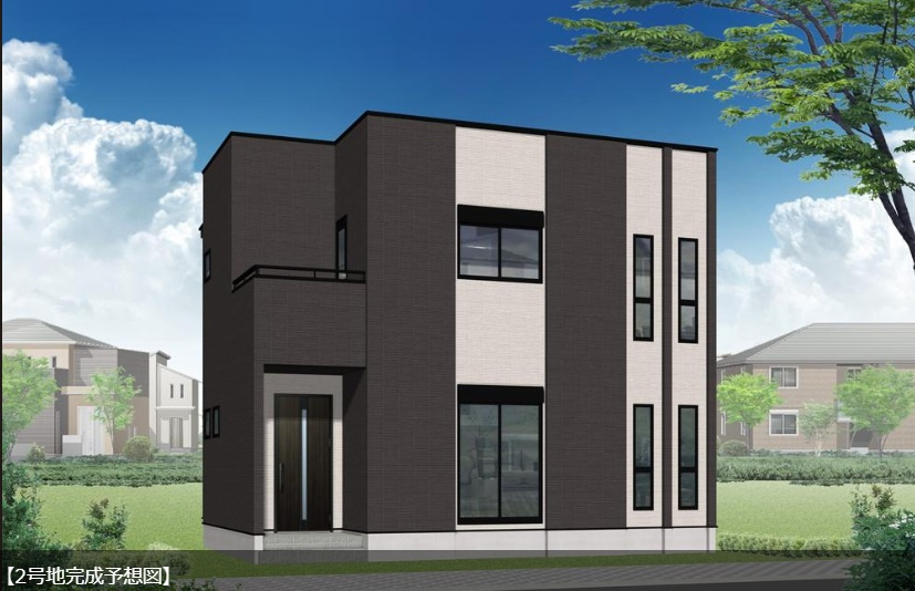 香南市野市町西野　新築戸建　2号棟　（全4区画）の外観パース|2号棟　建物面積　107.23㎡（約32.43坪）