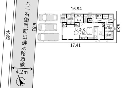 【区画図】 | 葵区与一6　新築戸建　H区画 | ３台駐車可能！ゆったりスペースで駐車も楽ちん♪