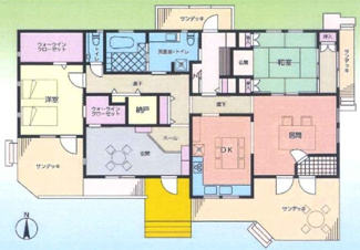 【間取り】 | リスタイル御宿　中古戸建　御宿駅 | ゆったりとした2LDK♪収納スペースも充実して暮らし心地良好な間取りです。
毎日たっぷりの陽の光を享受できるサンデッキ！
