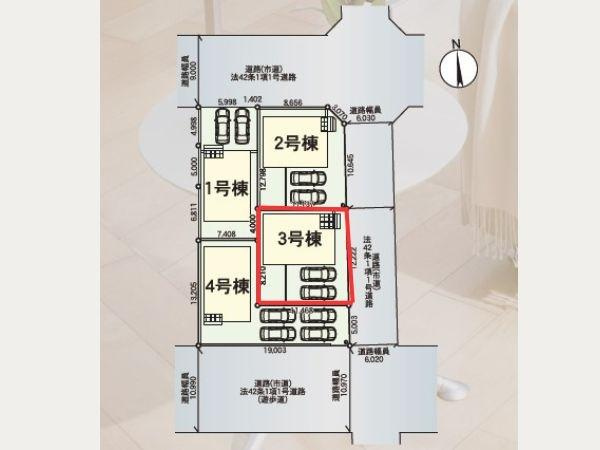 坂ノ市中央第5-3号棟の区画図|図面と異なる場合は現況を優先いたします。