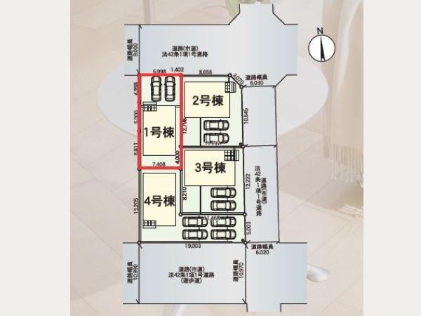 坂ノ市中央第5-1号棟の区画図|図面と異なる場合は現況を優先いたします。