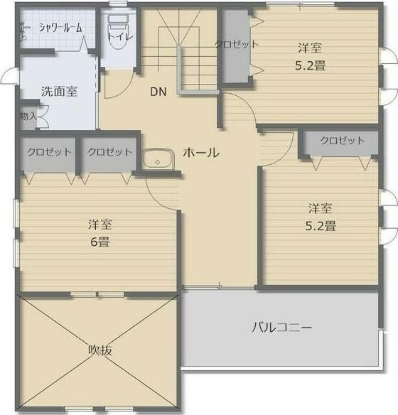 HT久原3号地のその他|洋室が三部屋あり使い分けに適した間取りです。全居室クローゼット付きで収納も便利です。バルコニーに面した洋室は開放感を感じられます。洗面室とシャワールームが隣接しており使いやすさが魅力です。