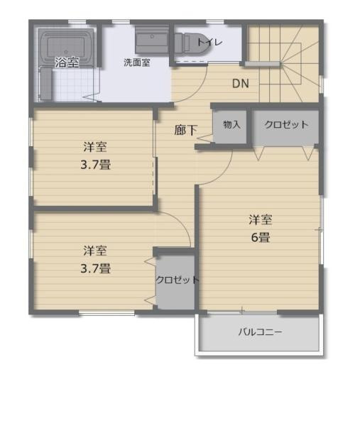 HT久原1号地のその他|落ち着いた雰囲気の洋室が3部屋配置されており収納スペースも豊富です。浴室と洗面室が近く機能的なレイアウトです。バルコニー付きでお部屋の使い勝手も広がります。廊下や各部屋の移動もスムーズに行えます。