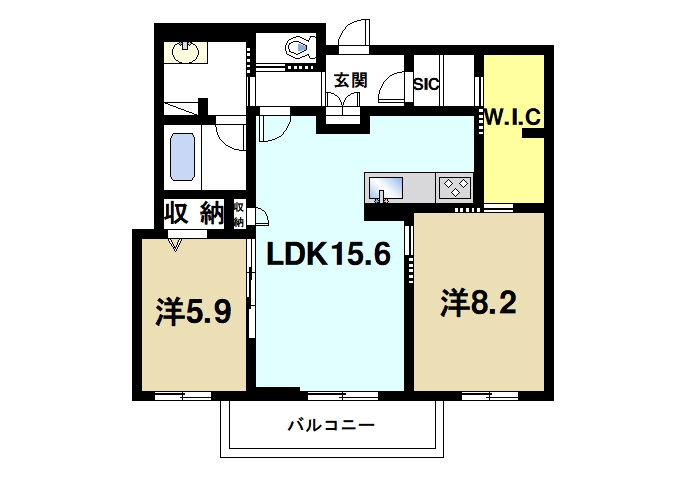 クリスタル　シャーメゾンの間取り|2LDKの間取りです
