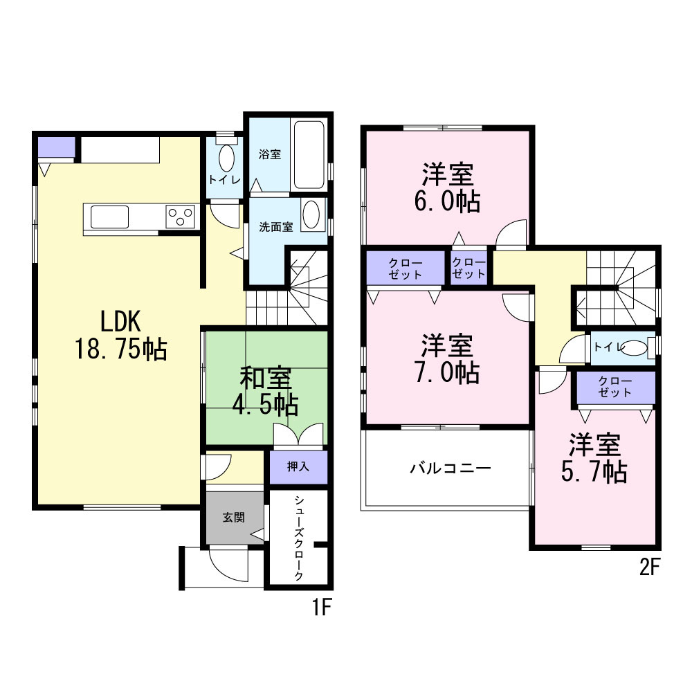 角地に付き開放感あり　魚住町西岡　中古戸建の間取り