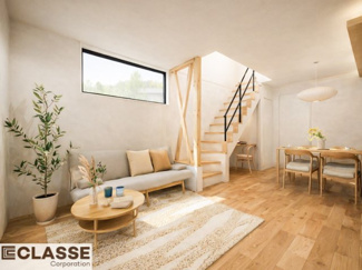 【居間・リビング】 | 宇治市広野町寺山　新築戸建 | 南向きのLDKは一日中明るく、自然光がたっぷり。
無垢フローリングの木の温もりに包まれ、家族が心地よく集まる空間です。