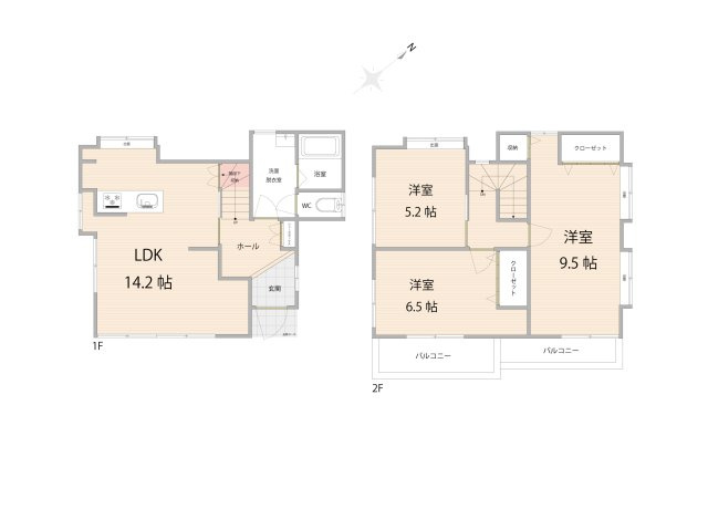 【間取り】 | 富士見市羽沢1丁目　中古一戸建住宅　(ふじみ野店) | 2か所のバルコニーで風通し良好！
各居室にしっかりと採光面が確保されており明るく開放的です。