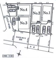CRADLE GARDEN 川越市寺尾第17 全4棟の区画図|カースペース2台分